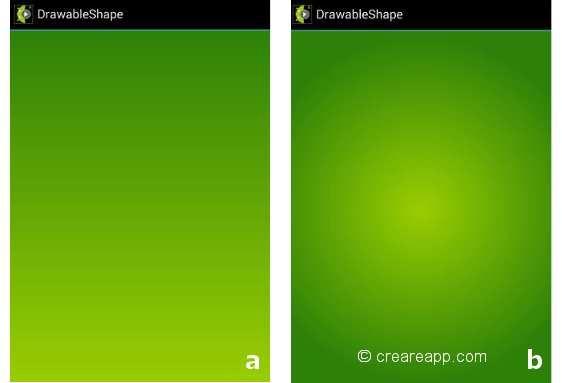 Sfondo gradiente radiale con ShapeDrawable