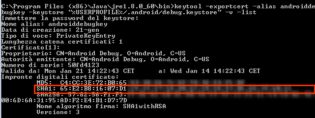 copia della chiave SHA-1